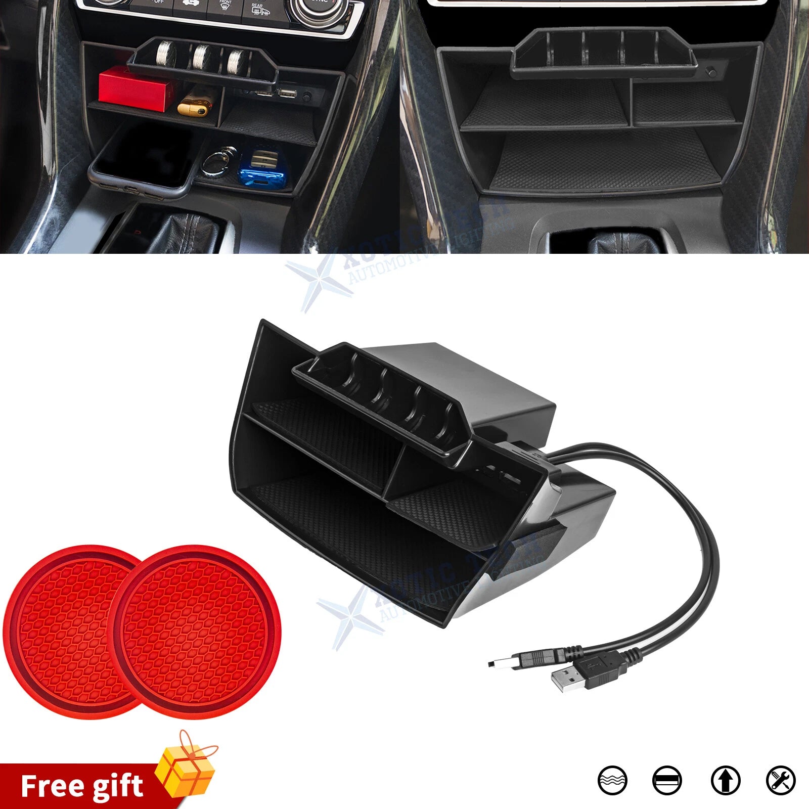 Inner Center Console Storage Organizer for Honda Civic (2016–2021)