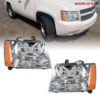 Set of 2 Chrome Headlights for Chevy Avalanche Tahoe Suburban (2007–2014)