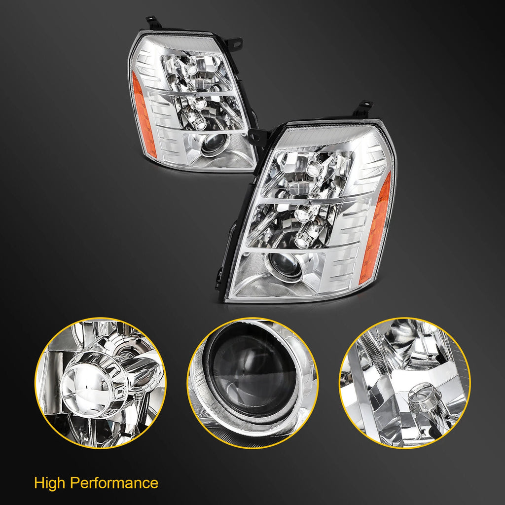 Headlight Set for Cadillac Escalade (2007–2014) with HID Bulbs and Ballast