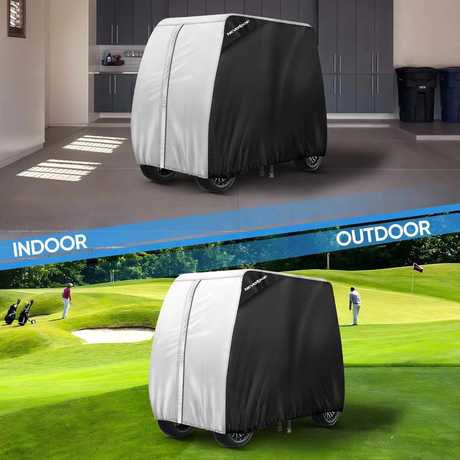 Heavy Duty Waterproof Golf Cart Cover for EZGO, Club Car, Yamaha (4 Passenger)