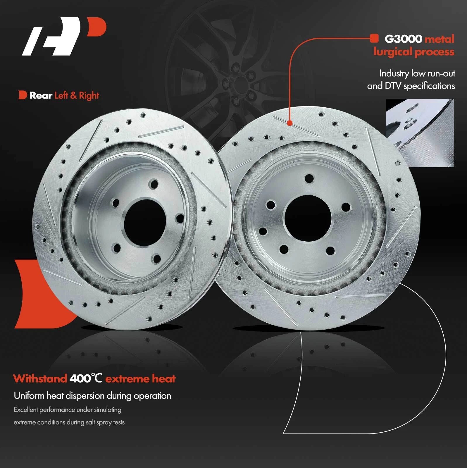 Drilled Brake Rotors for Nissan Maxima, 370Z, INFINITI QX50 (2016–2023)