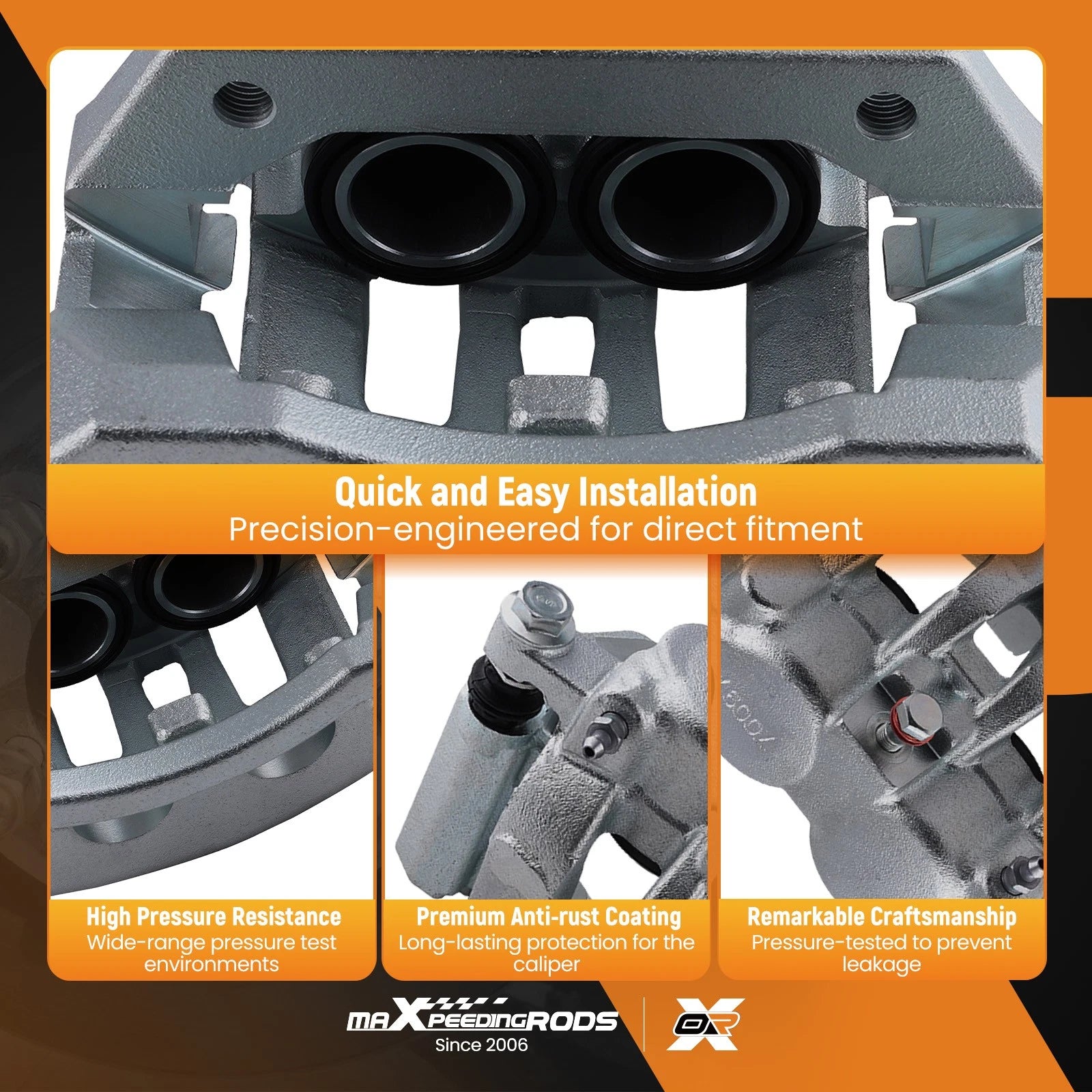 Set of 2 Rear Brake Calipers with Bracket for Ford F-250 F-350 Super Duty (2008–2012)