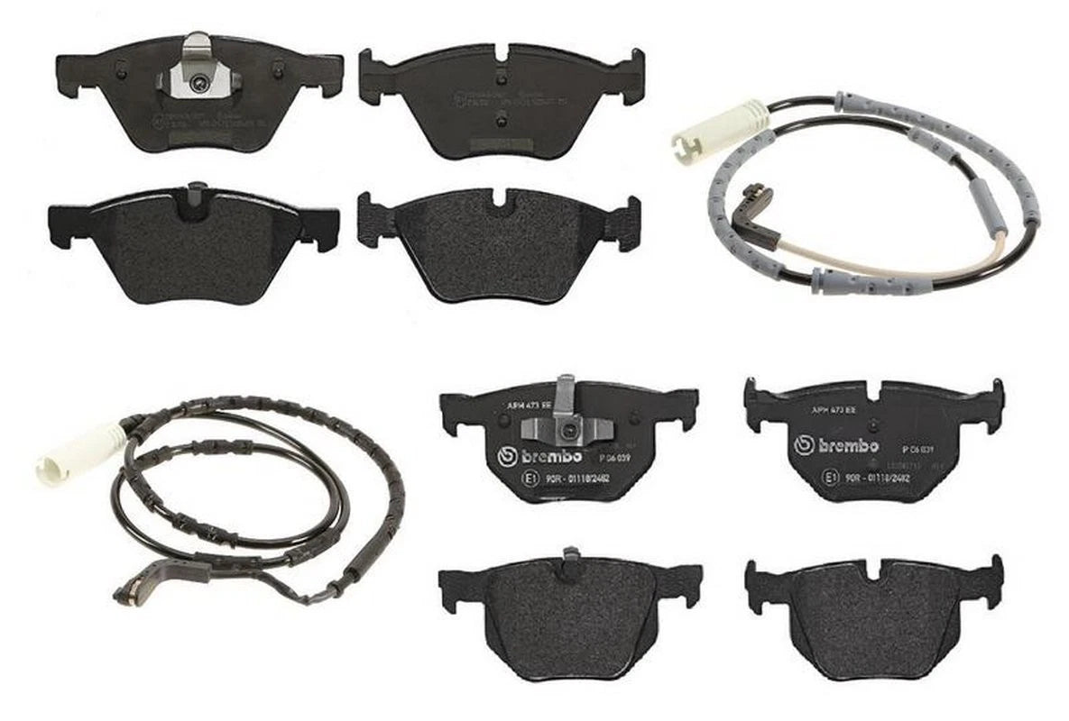 Set of 4 Brembo Low-Met Brake Pads with Sensors for BMW E90 330xi (2006)