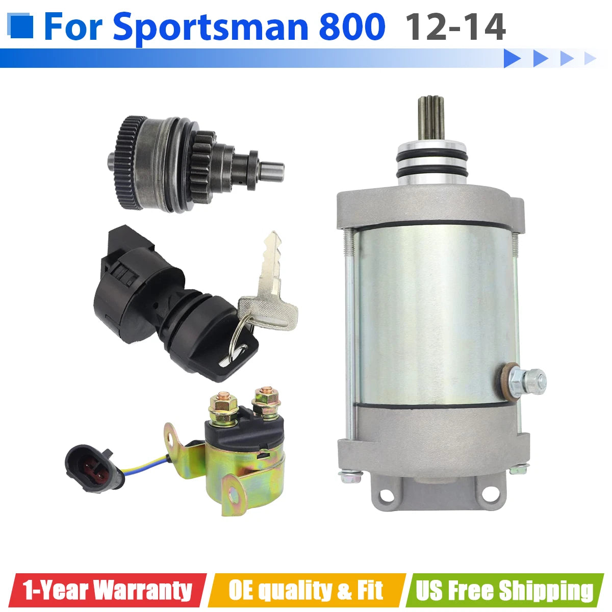 Starter for Polaris Sportsman 800 6x6 (2012–2014) W/Bendix & Relay Switch