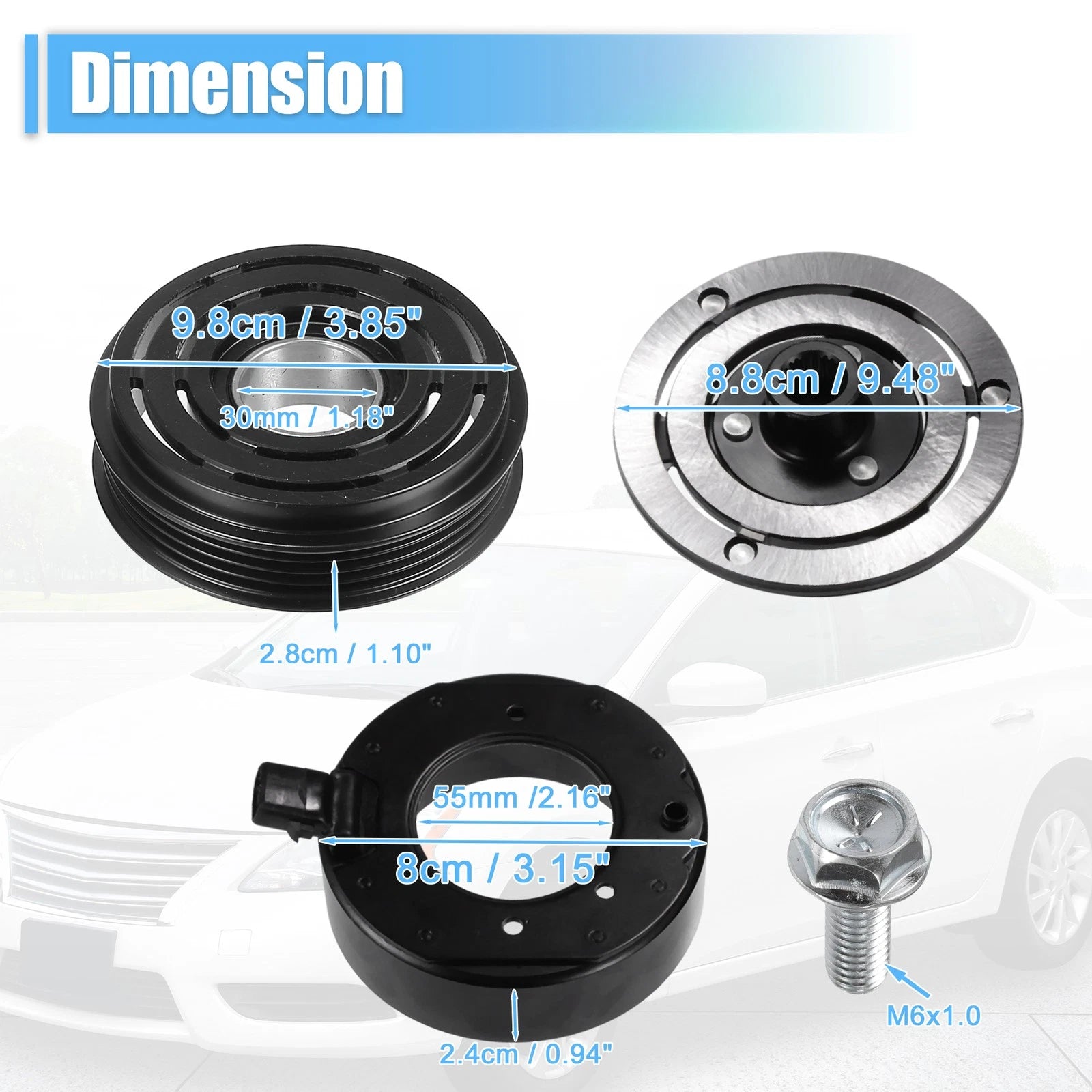 Set of 1 AC Compressor Clutch Kit for Subaru Outback (2005–2009)