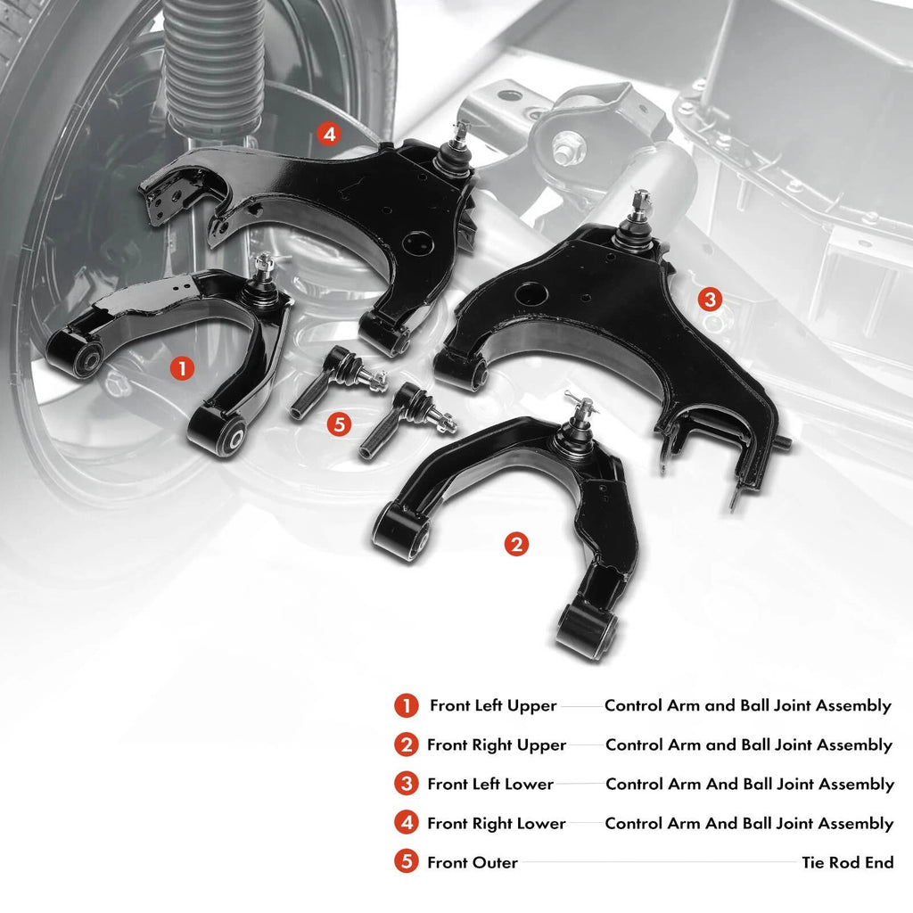 6X Front Control Arm with Ball Joint & Tie Rod End for Nissan Frontier (1998–2004)