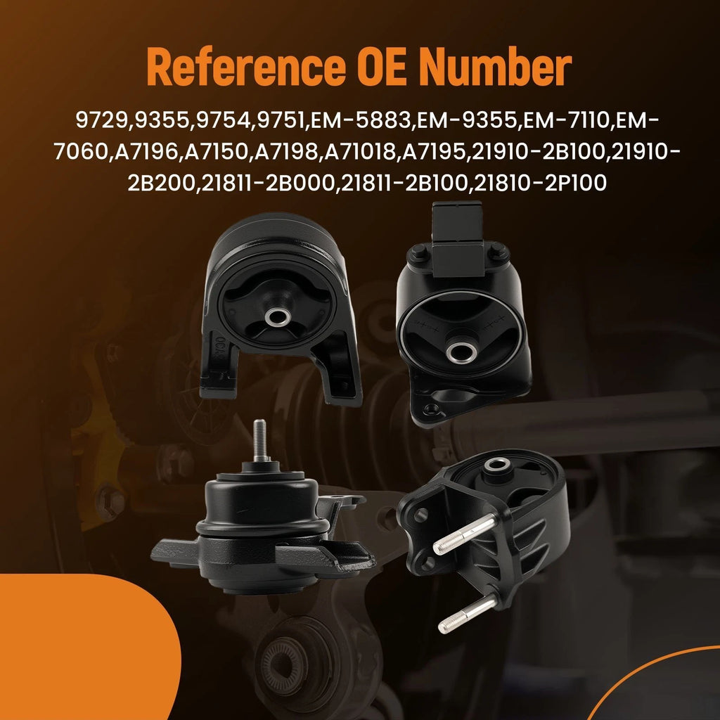 Set of 4 Engine & Transmission Mounts for Hyundai Santa Fe (2010–2012)