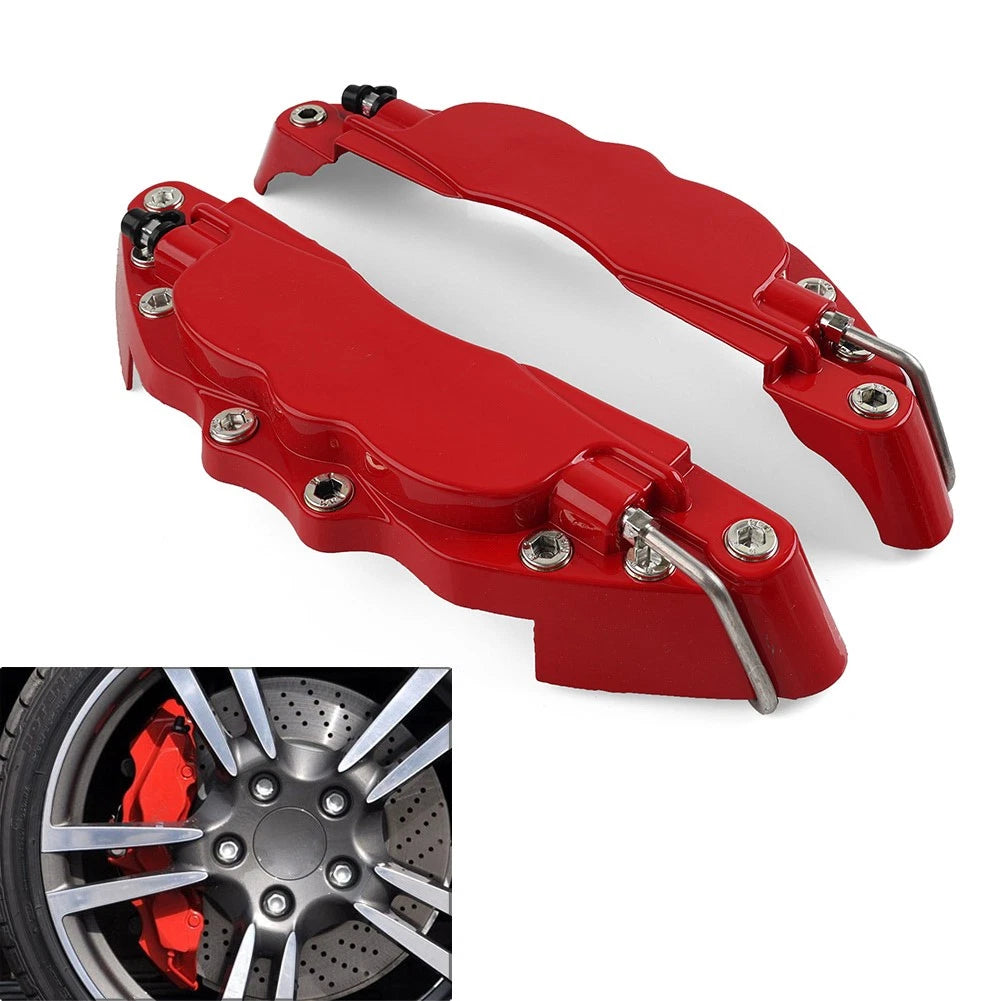 2X Metal Style Disc Brake Caliper Covers for Universal Fit (Red)