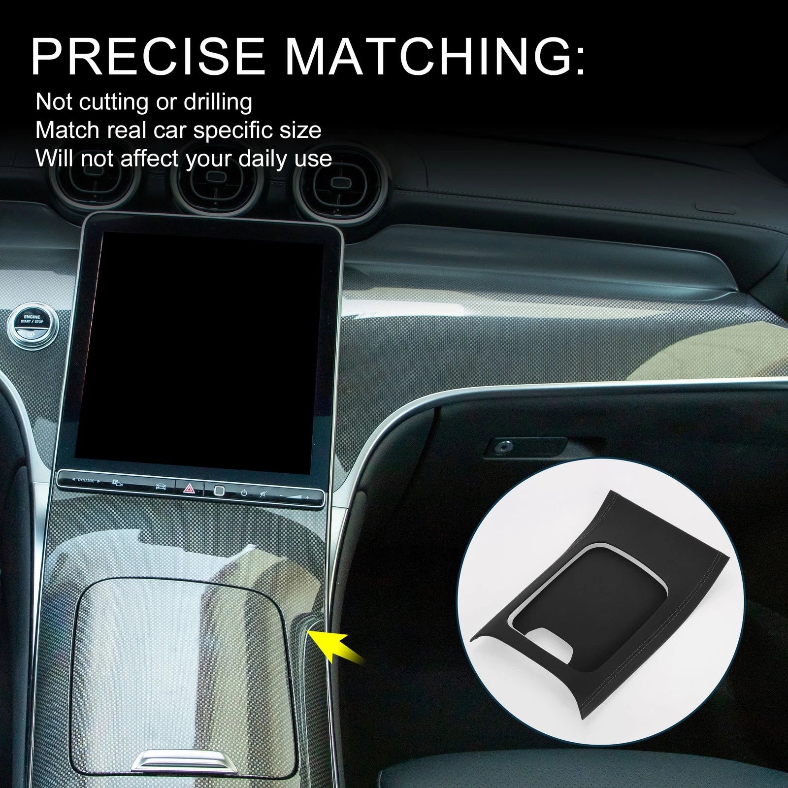 Set of 1 Center Console Panel Sticker for Mercedes-Benz GLC Class X254 (2023–2024) Black