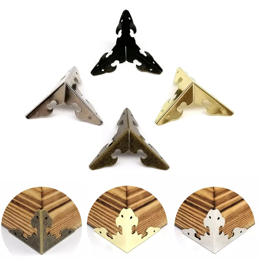 Set of 4 Antique Wooden Jewelry Box Corner Protectors