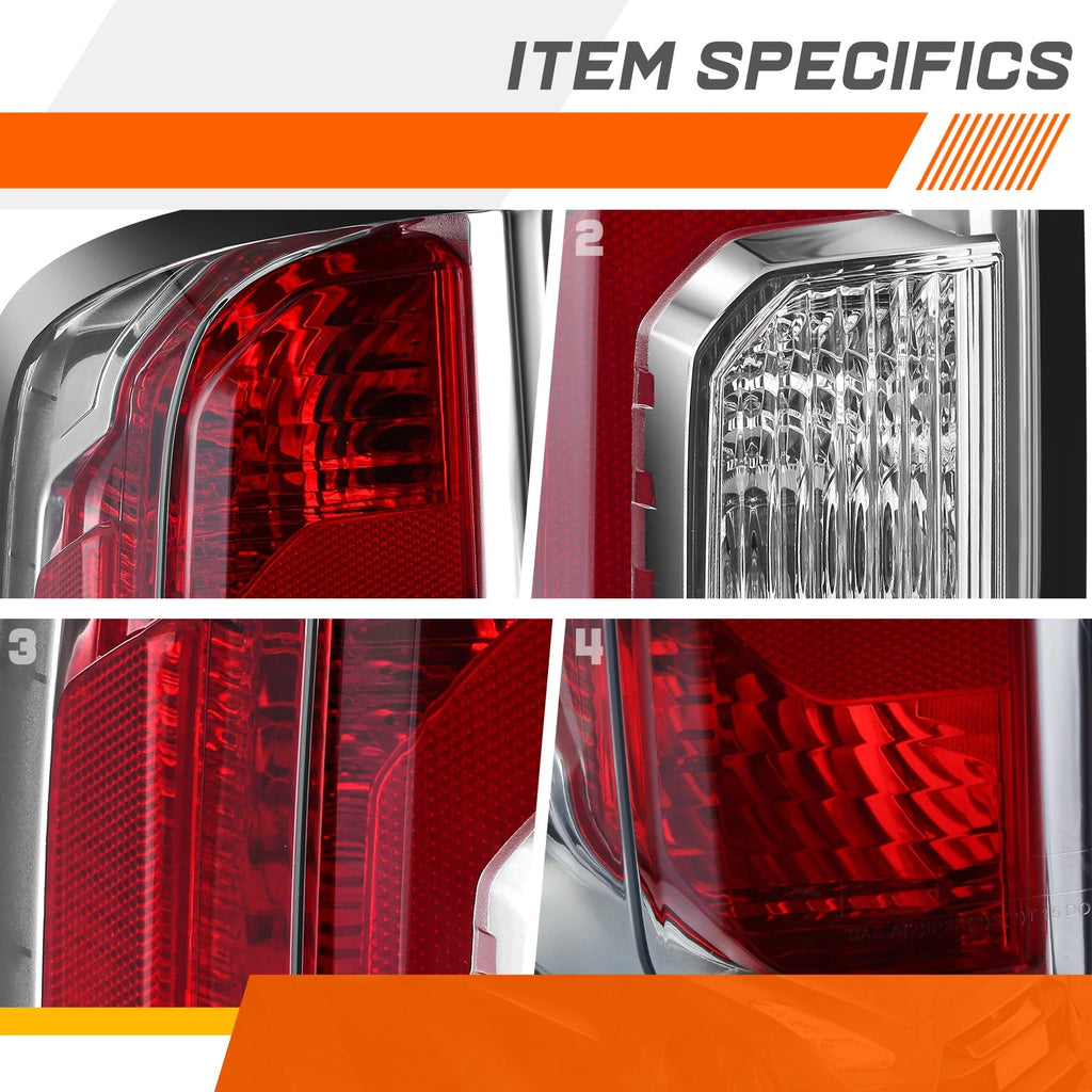 OE Style Left Side Chrome Housing Tail Light Brake Lamp for GMC Canyon (2015–2022)