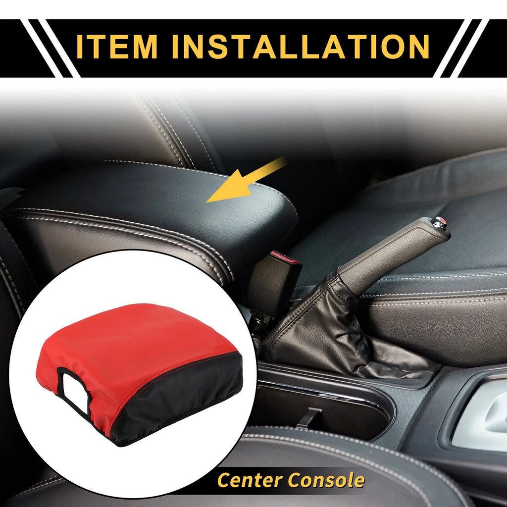 Center Console Lid Armrest Cover for Ford F-150 (2015–2020) Anti-Scratch Black Red