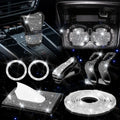 Diamond Engine Start Button Ring Gear Shift Cover Kit for Car (White)
