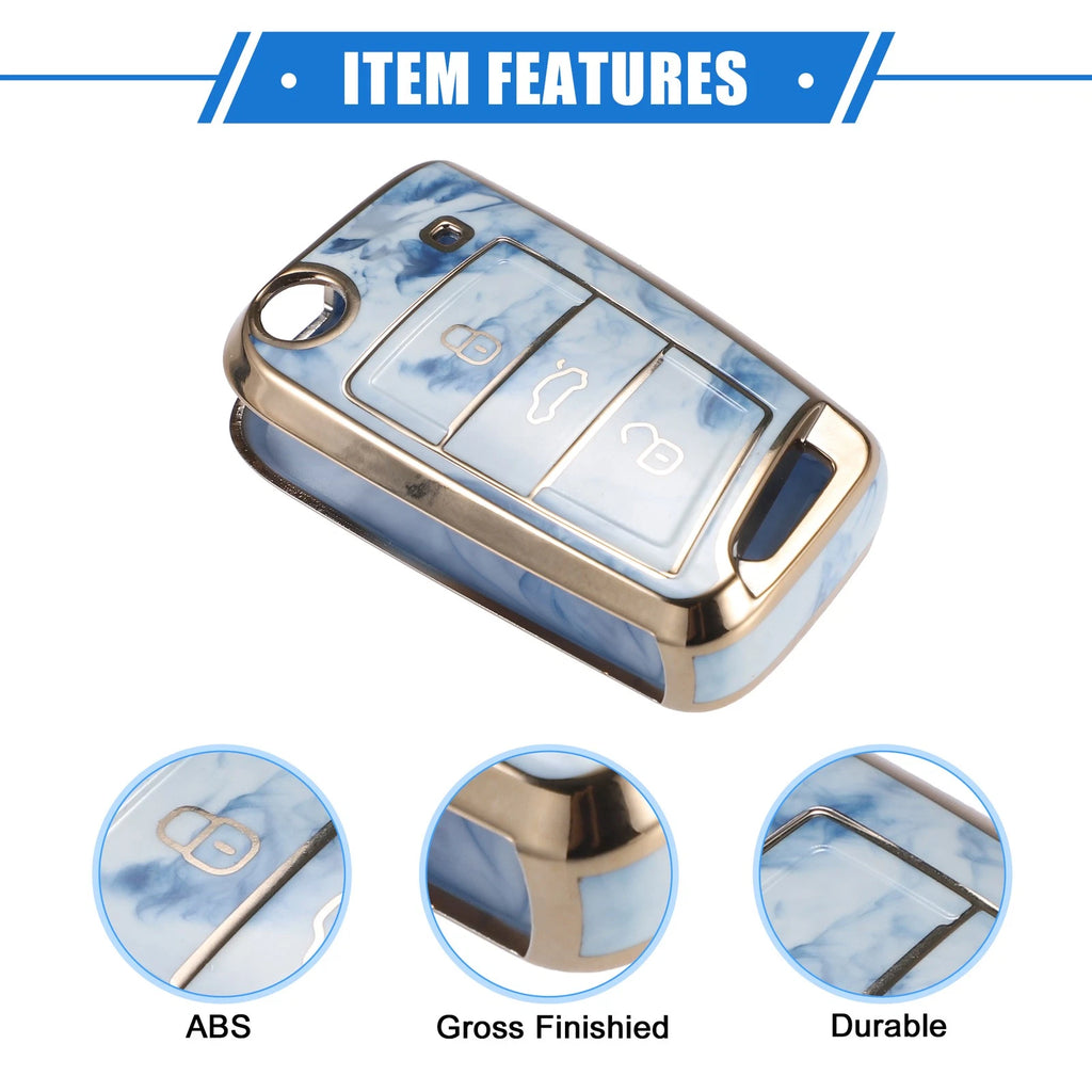 3X Remote Key Fob Case Cover for Volkswagen Golf 7 (2013–2020) TPU Blue
