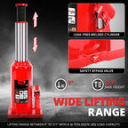 17.3" Red Hydraulic Bottle Jack for Automotive Repair (16 Tons)