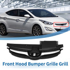 Front Upper Bumper Grille for Hyundai Elantra (2014) Black Chrome
