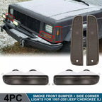 Pair Smoke Corner Bumper Signal Lights for Jeep Cherokee XJ (1997–2001)