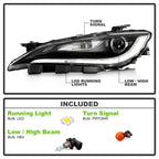 Halogen Headlight with LED DRL for Chrysler 200 (2015–2017) - Chrome, 8 Pins, Left