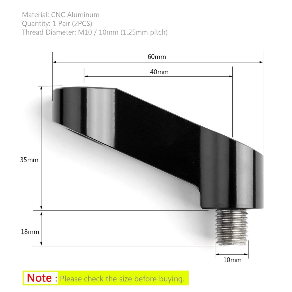 2X Motorcycle Mirror Extenders 10mm for Honda T9 (2019–2023)
