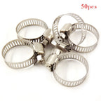 50pcs Stainless Steel Adjustable Hose Clamps for Fuel Line (Universal)