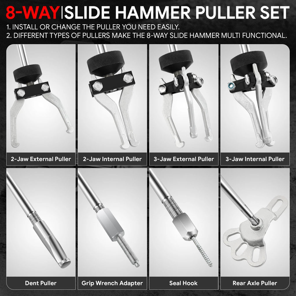 Slide Hammer Dent Puller Set for Auto Body Repair Tools (13 Pcs)