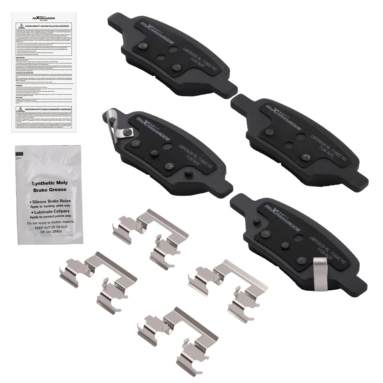 Set of 4 Rear Ceramic Brake Pads for Chevrolet Cobalt HHR Malibu Saturn Aura Ion