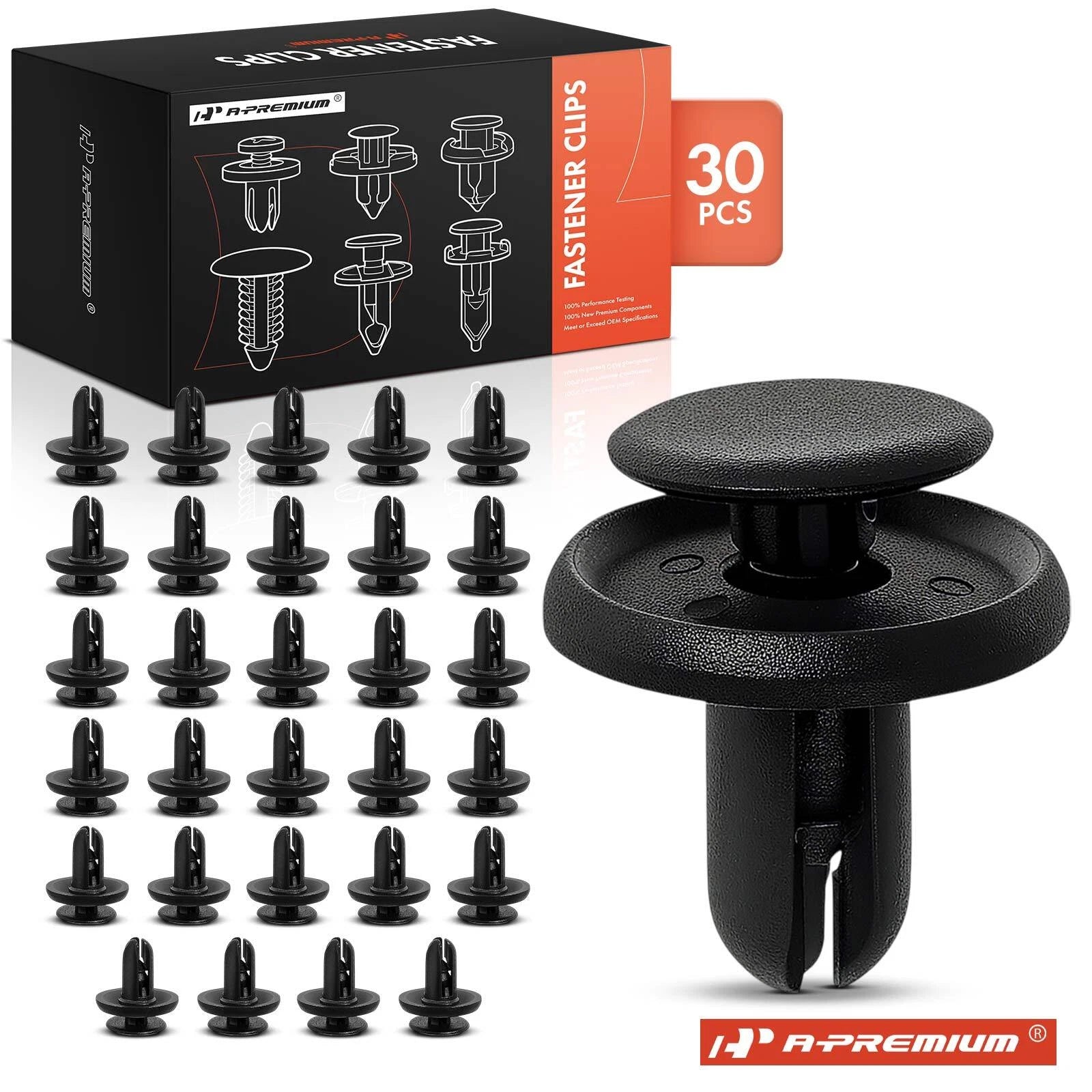 30Pcs 6mm Black Nylon Push Type Retainer Clips for Mitsubishi Subaru 