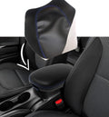 Leather Console Lid Armrest Cover for Kia Soul (2014–2019) Blue Stitch