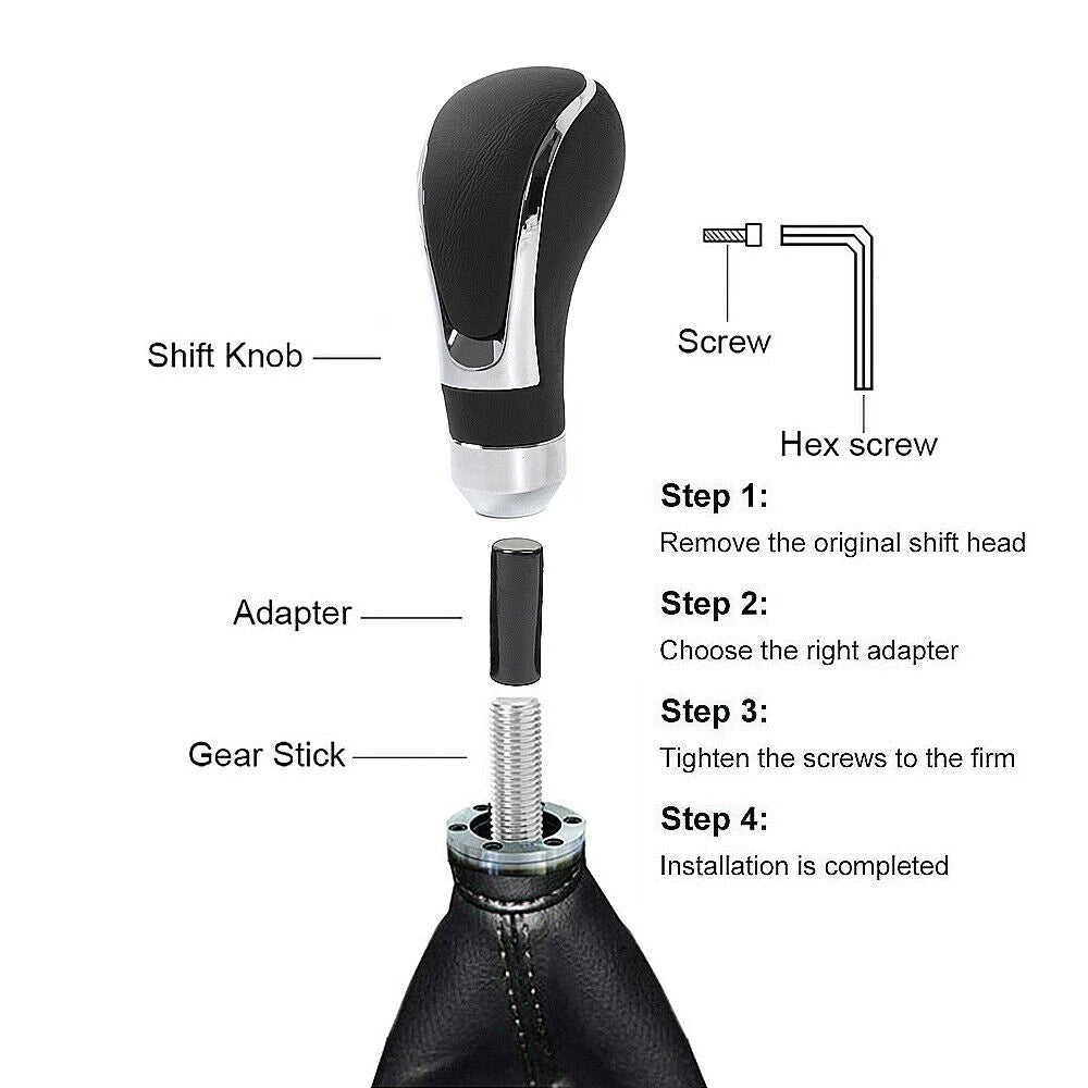 Gear Shift Knob for Universal Cars (Manual) - Black Leather