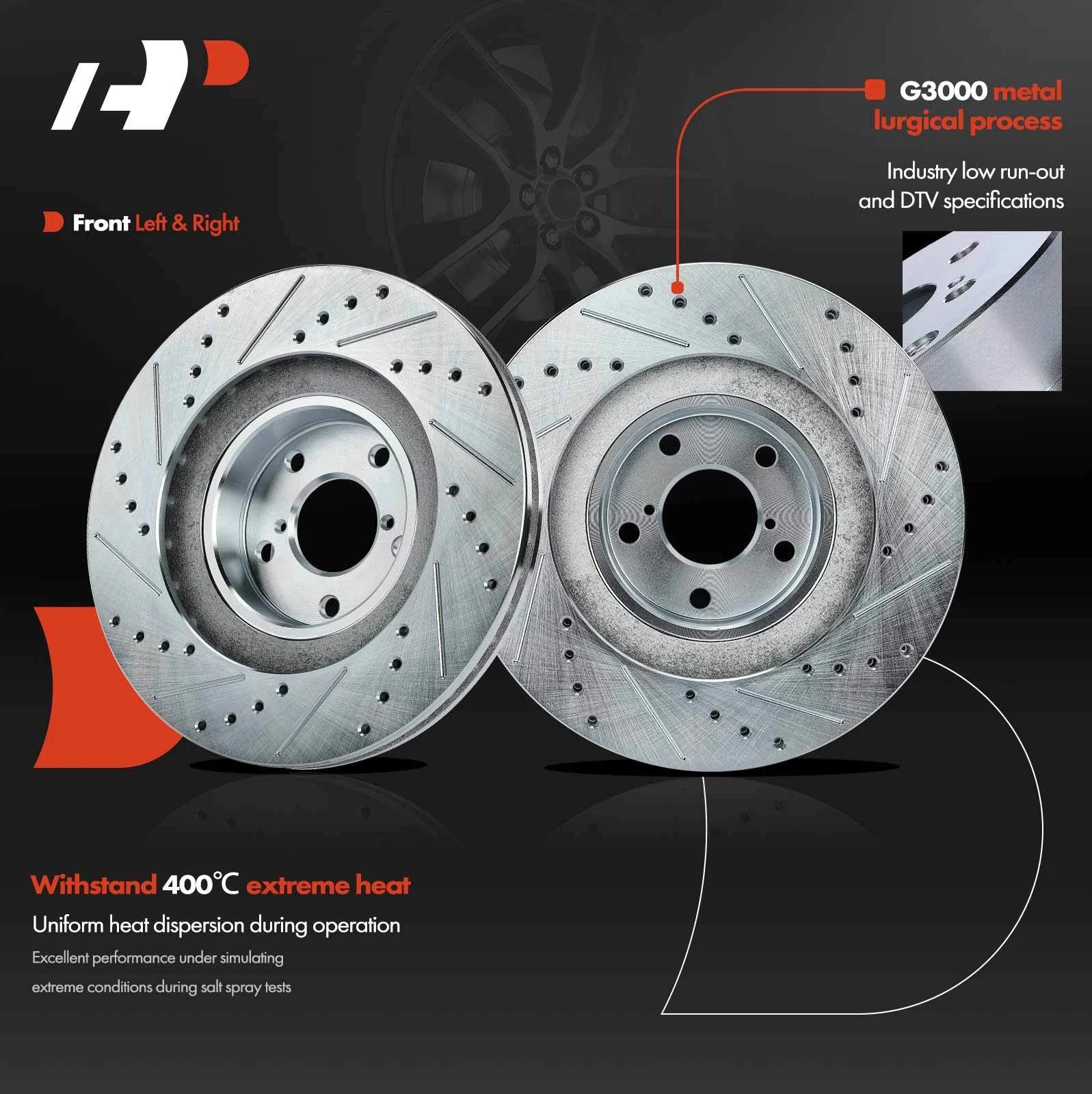 Front Drilled Brake Rotors & Ceramic Pads for Subaru Outback (2001-2002)