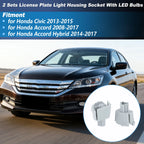 2X License Plate Light Housing Socket Plug w/ LED for Honda Civic Accord 