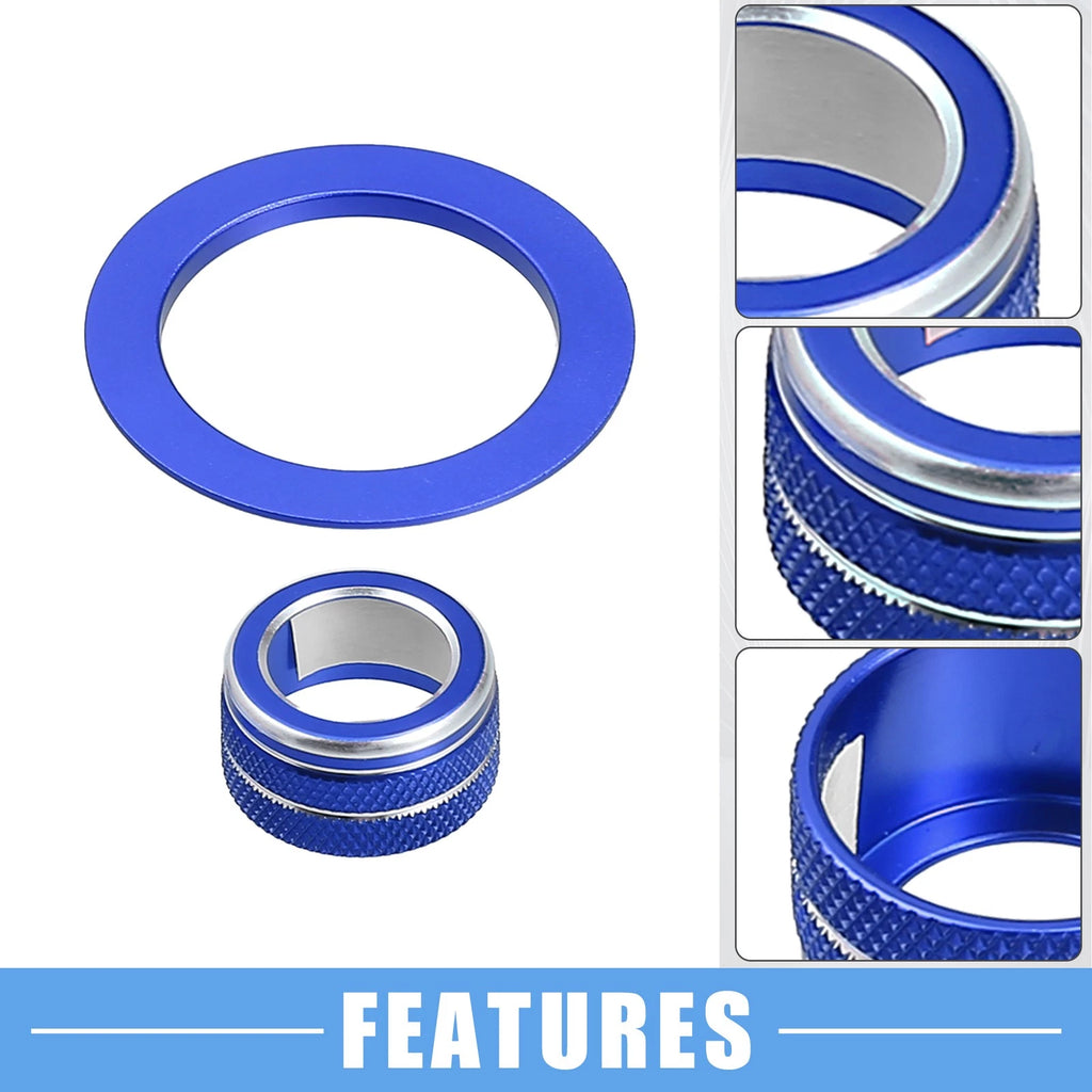 2X Media Volume Switch Knob Engine Start Cover for Honda Civic (2022–2023) Blue
