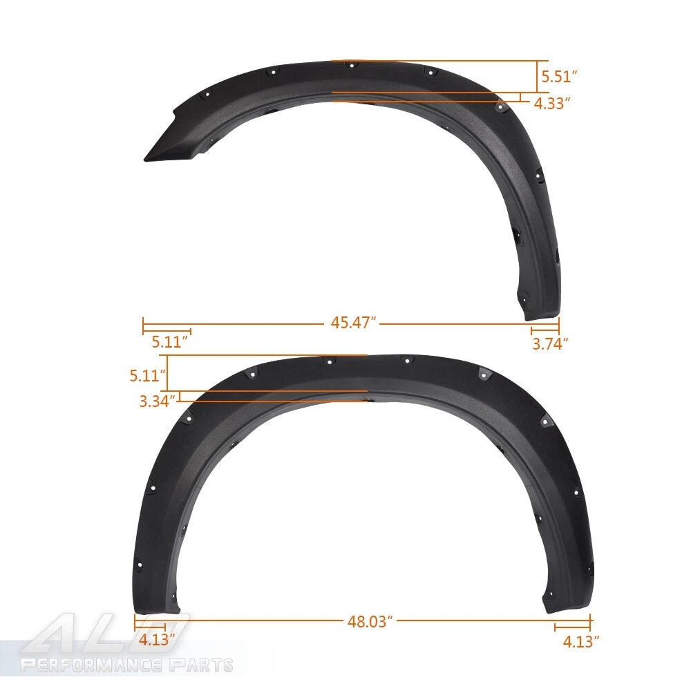 Fender Flares for Dodge Ram 2500/3500 (2010–2017) Black Pocket Style