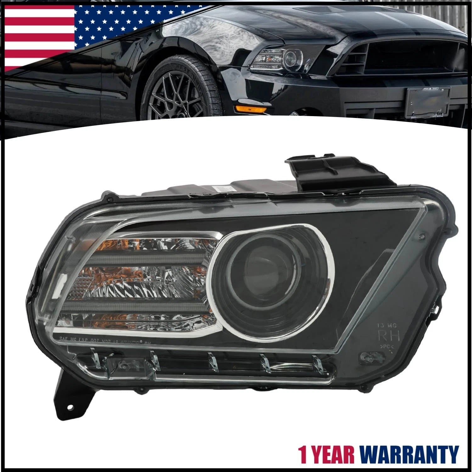 HID/Xenon Projector Headlight for Ford Mustang (2013–2014) - Passenger