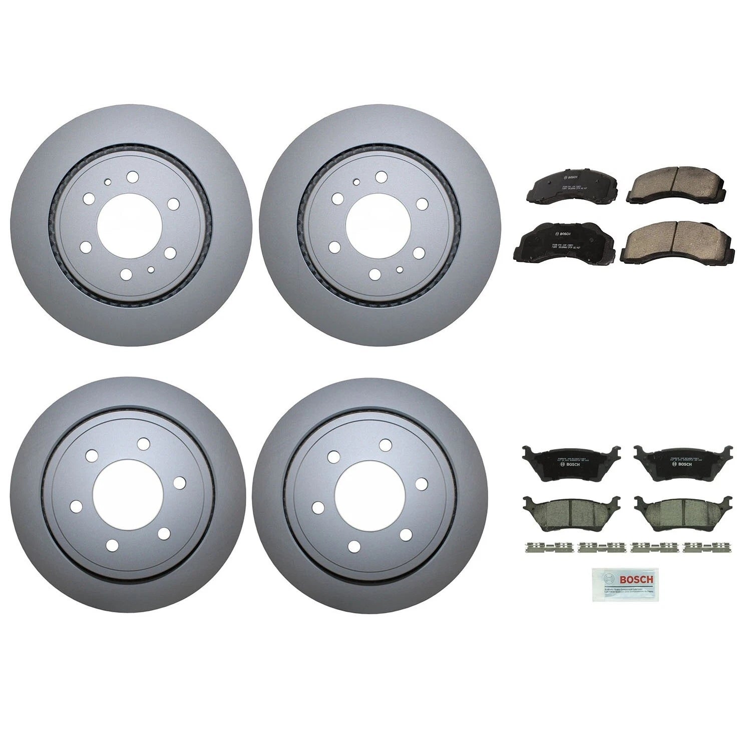 Front Rear Brake Kit Rotors Set of 4 Bosch QuietCast for Ford F-150 (2012–2019)