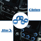 5pcs Blue AC Radio Switch Knob Cover for Dodge Ram 1500 (2018–2020)