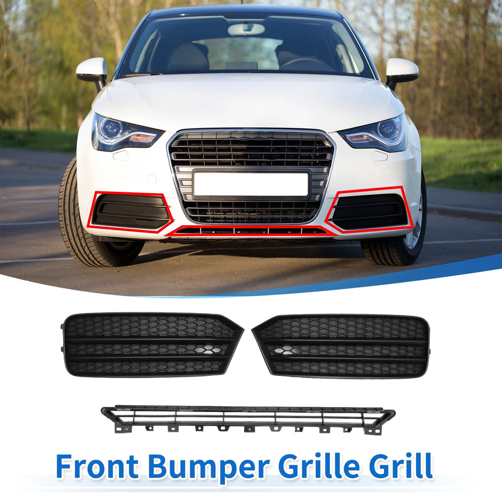 Set of 1 Front Lower Bumper Grille Grill for Audi A1 (2015–2018) 8XA807681 Black
