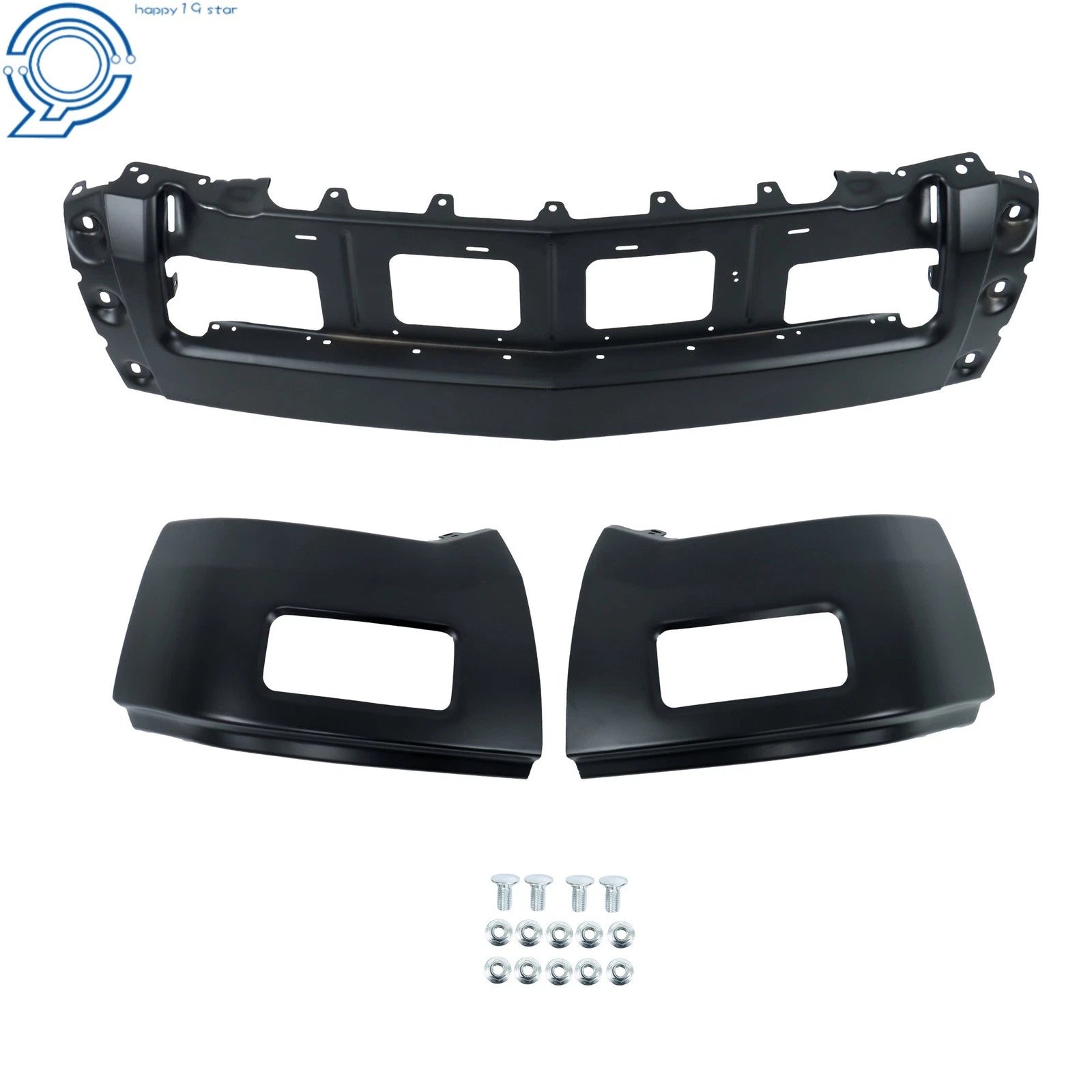 Split Front Bumper Steel for Chevy Silverado 1500 (2014–2015) Blk W/o Sensor Hole