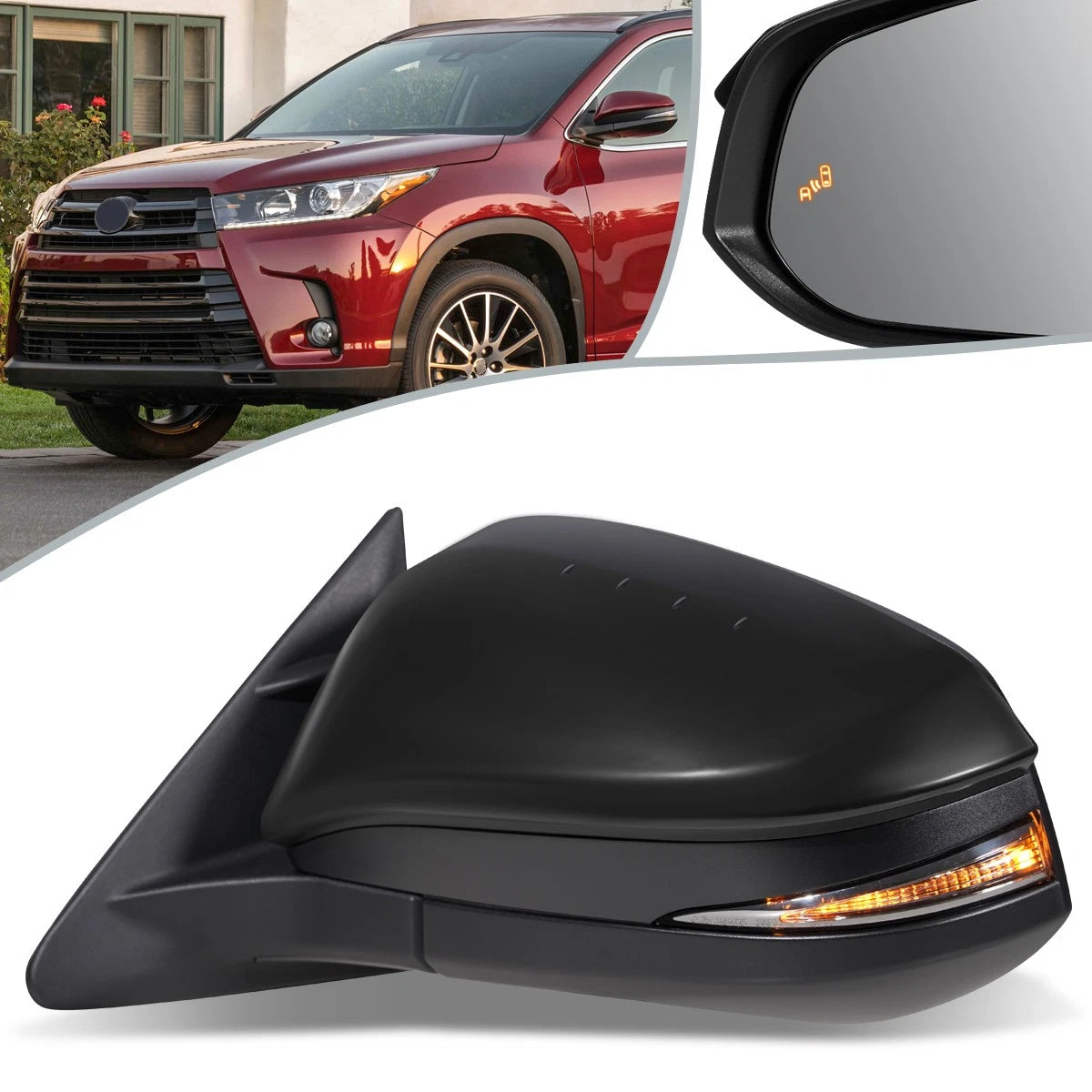 Power Heated Driver Side Door Mirror Left for Toyota Highlander (2017–2019) TO1320361