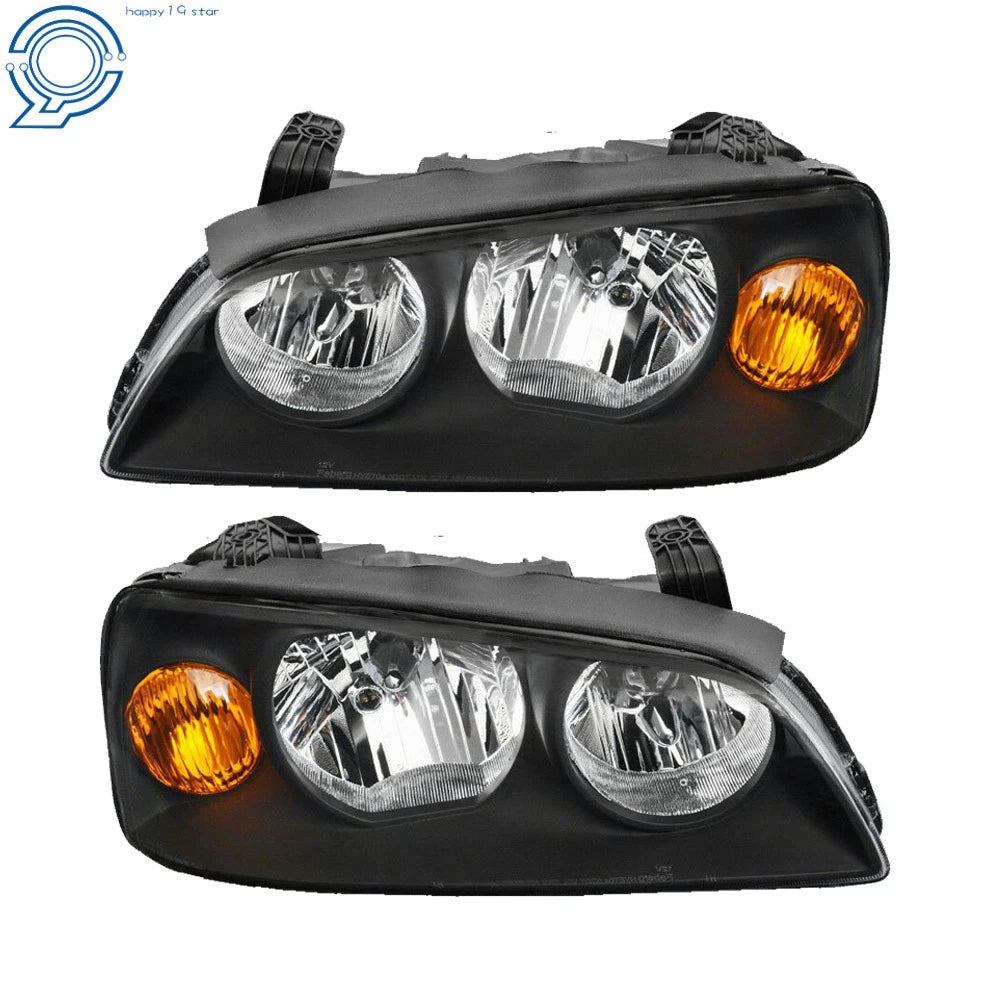 Halogen Headlights Set of 2 Black LH+RH for Hyundai Elantra (2004–2006)