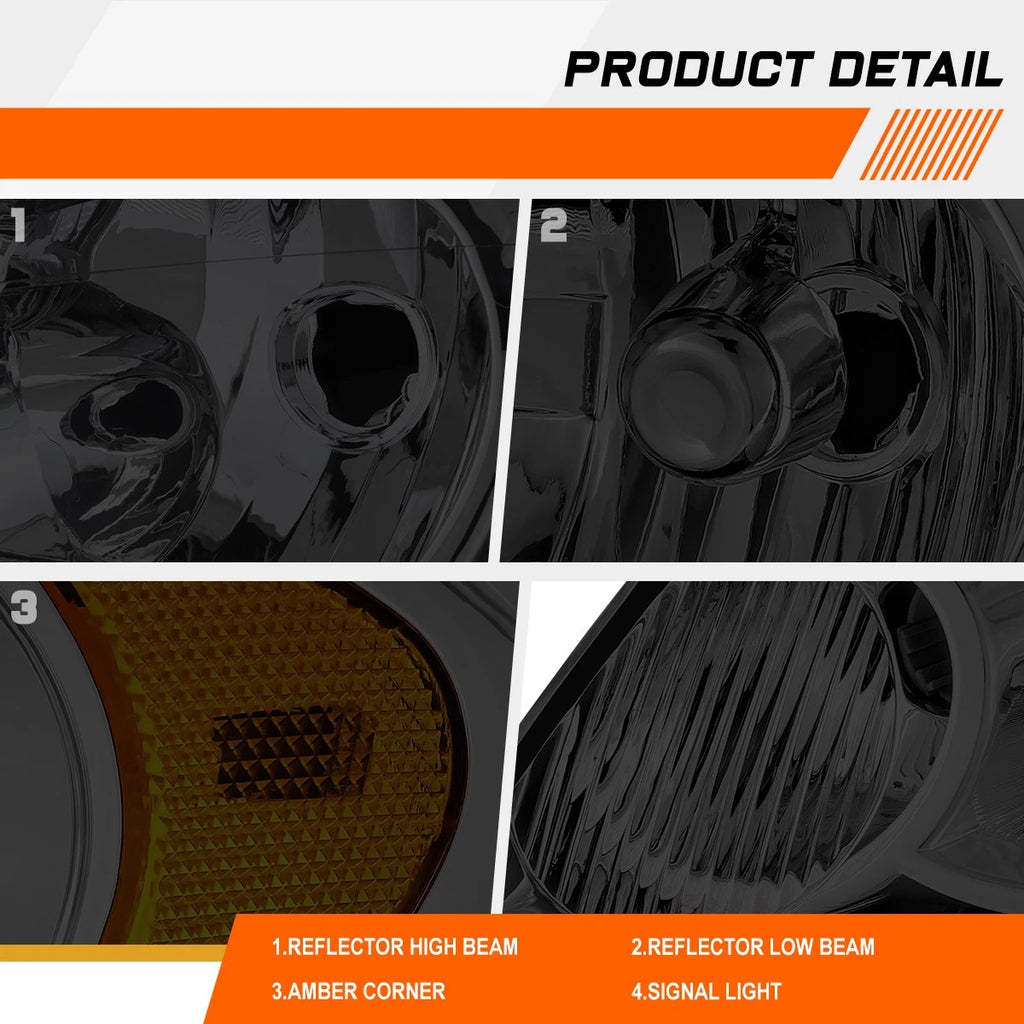Factory Style Headlights Smoked/Amber for Chevy Impala Limited Monte Carlo (2006–2016)