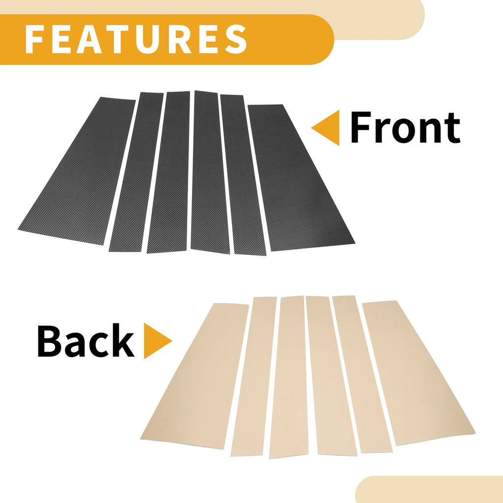 6 Pcs Door Pillar Window Trim for Toyota Sienta (2022–2024) Carbon Fiber