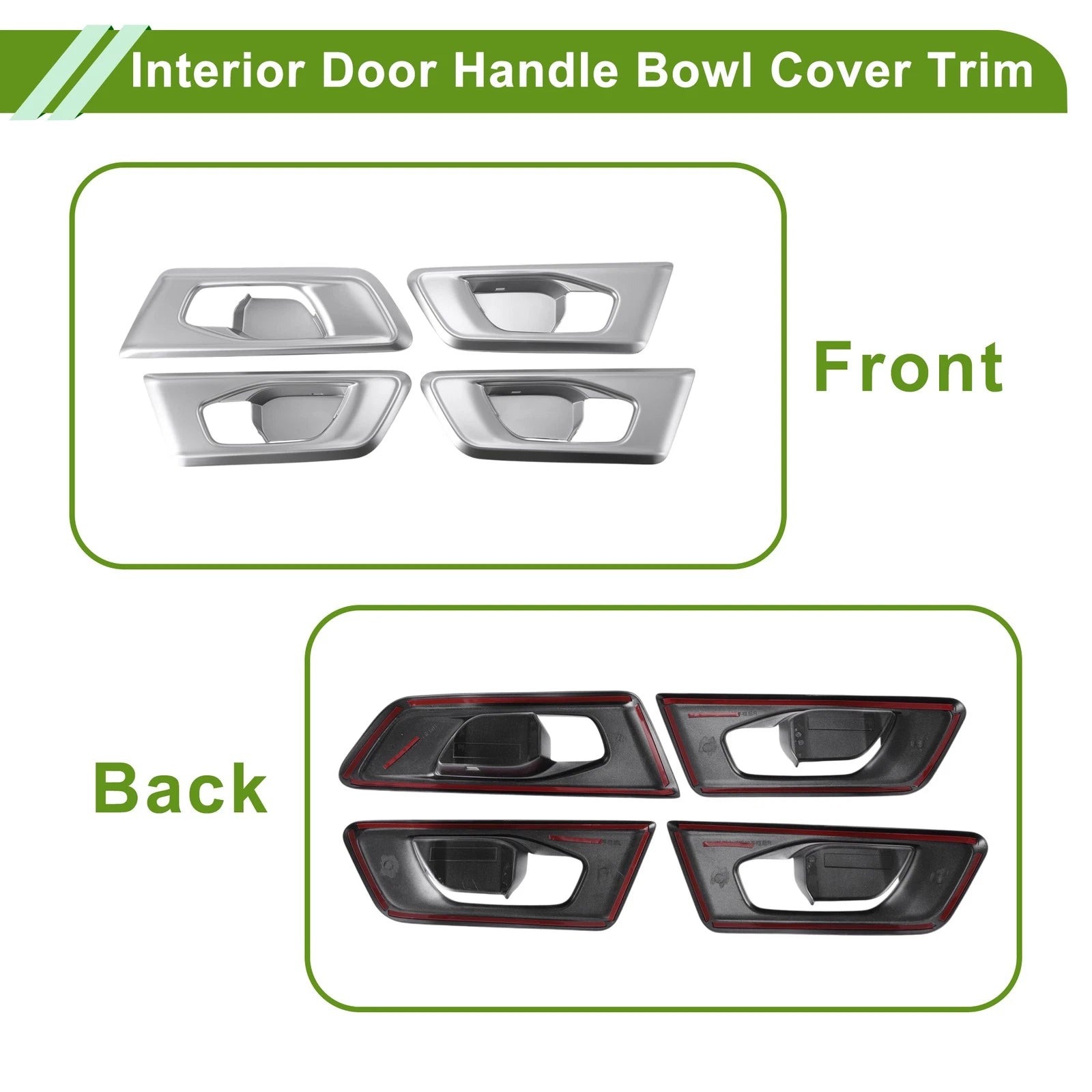 Set of 4 Interior Door Handle Bowl Cover Trim for Honda CR-V (2017–2022) Silver Tone ABS