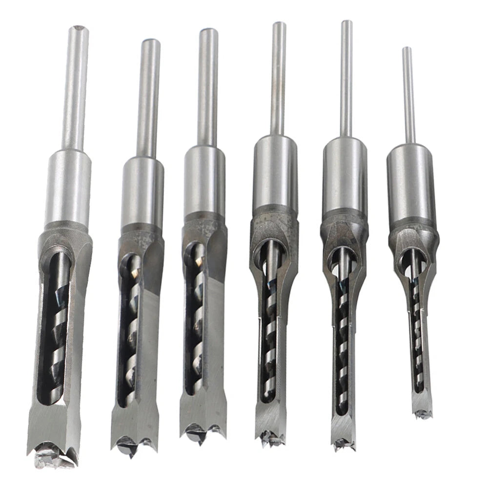 Set of 6 Square Hole Saw Drill Bits for Woodworking