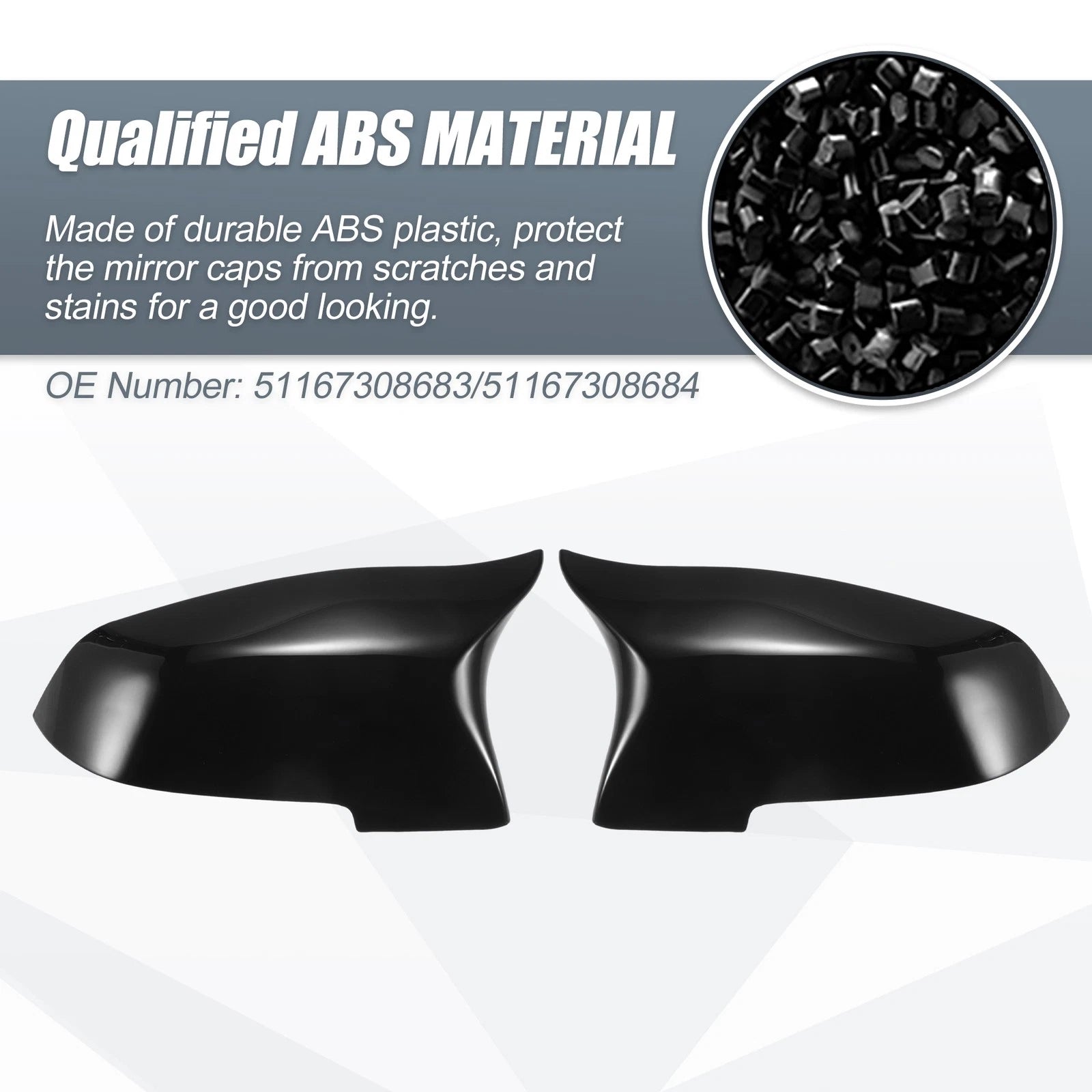 Pair Rearview Mirror Cover Cap Gloss Black for BMW F10 F18 (2011–2017)