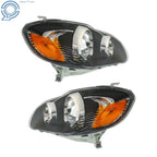 Set of 2 Left+Right Side Headlights for Toyota Corolla (2003–2008) Black Housing
