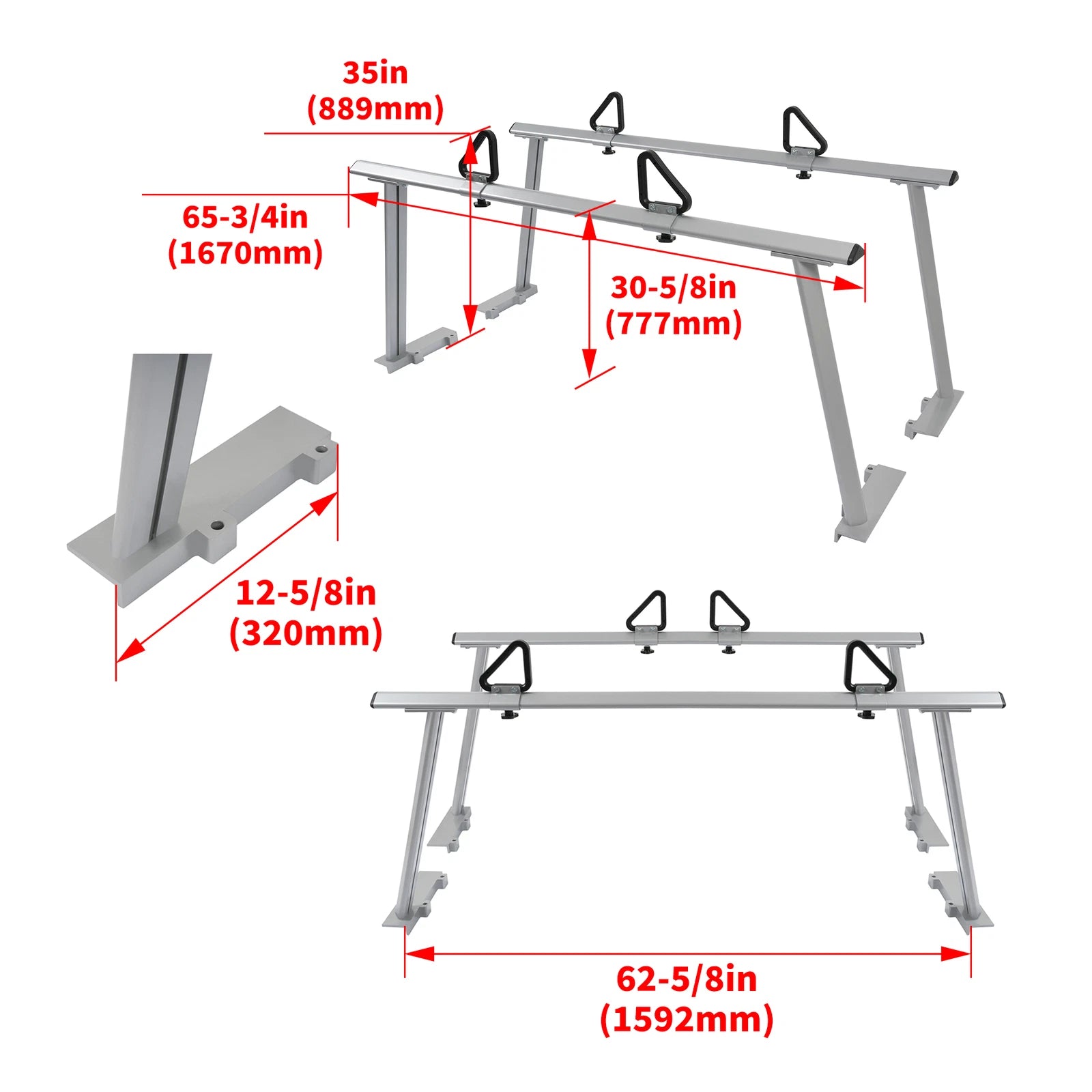 Universal Pickup Ladder Rack for Trucks (1000 lb Capacity)