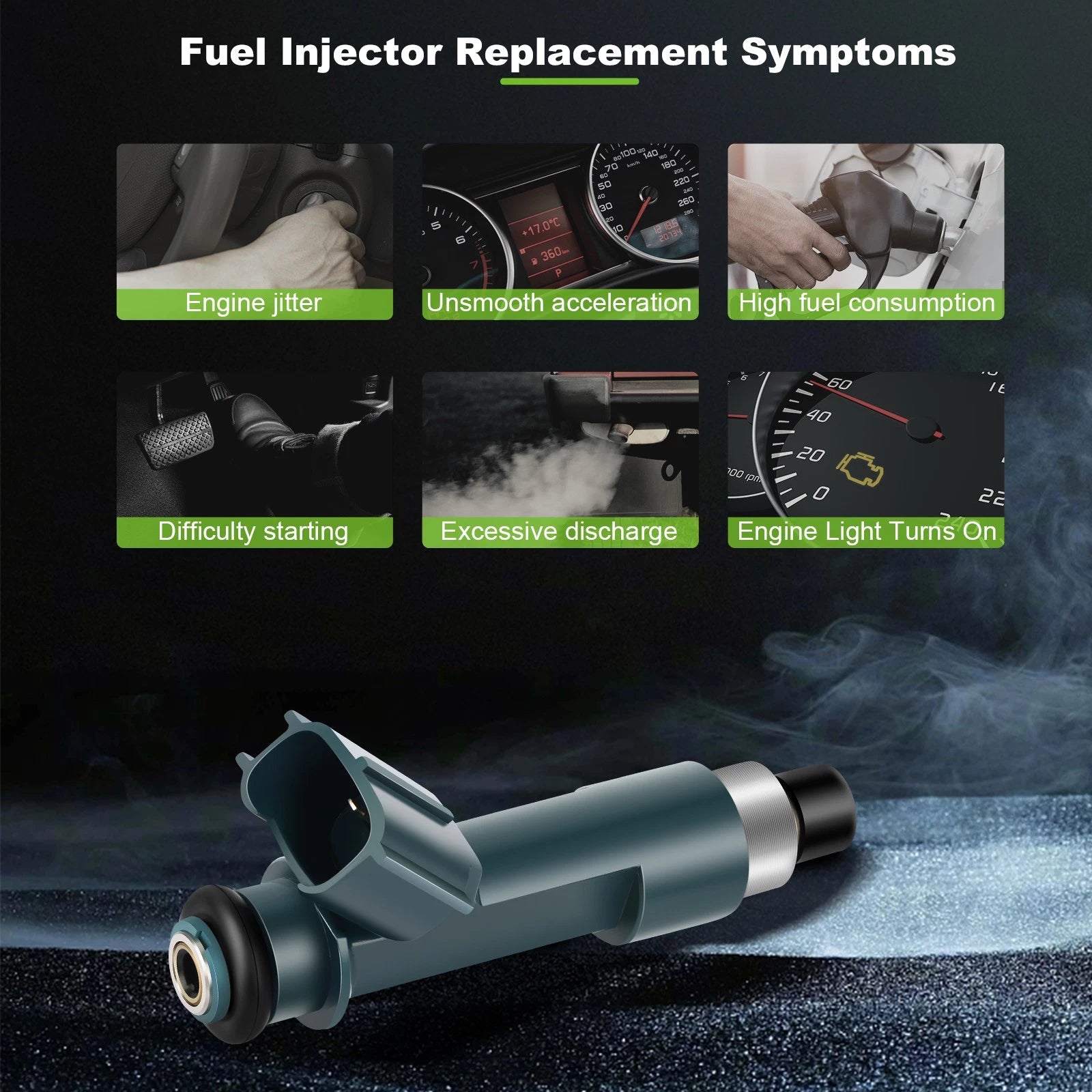 Set of 6 Fuel Injectors for Toyota Tundra 4.0L (2007–2011) Tacoma 4.0L (2006–2015)