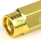 20x Open End M12x1.5 90mm Tall Gold Aluminum Lug Nuts + Adapter