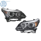 Headlight Set for BMW 528i (2008–2010) Halogen Black Driver+Passenger